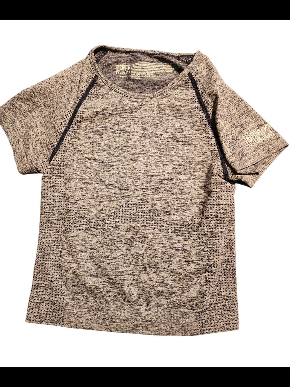 PINK Victoria's Secret Heathered Gray Short Sleeve Active Top